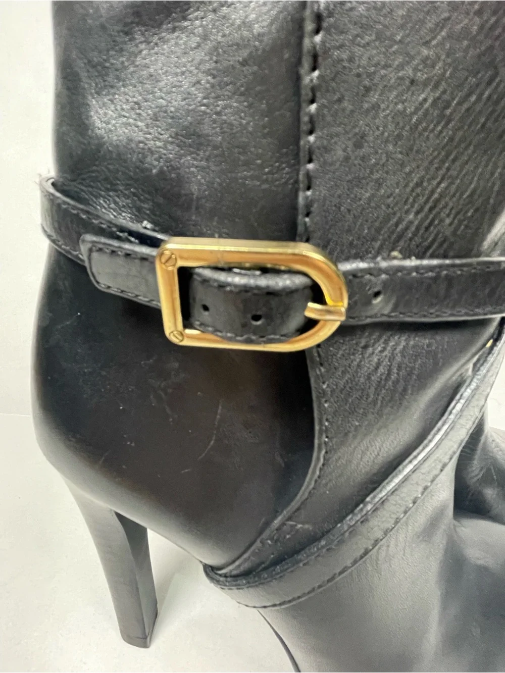 TORY BURCH | Dorese Black Leather High-Heel Stiletto Ankle Boots | 6.5